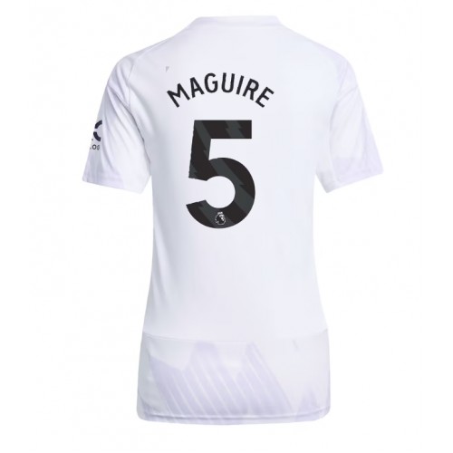 Stroje piłkarskie Manchester United Harry Maguire #5 Koszulka Wyjazdowej dla damskie 2025-26 Krótki Rękaw